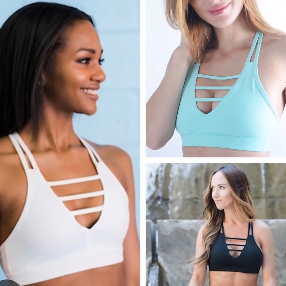 ZYIA Active Aqua Blue Strappy Grid Sports Bra - Picture 5 of 5